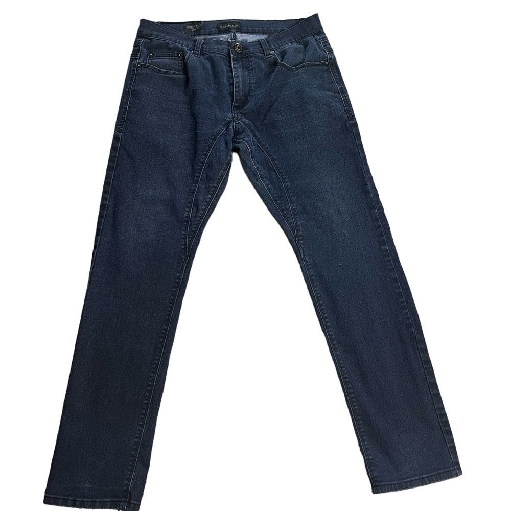 Ranbeeri Zippered Pocket Jeans Men's Size 34x32 Slim Fit Blue